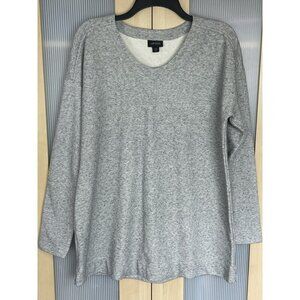 J. Jill Wearever Collection Pullover Sz L V-Neck Tunic Top Grey Casual Travel